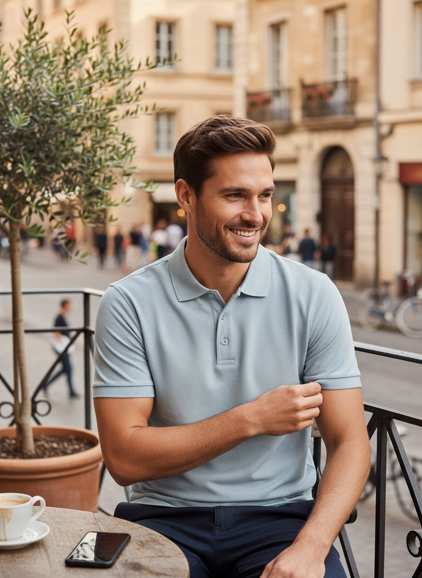 Μπλούζα Polo 1405 Tee Jays Luxury Stretch Ice Blue ανδρικά Μπλούζες Simple Wear