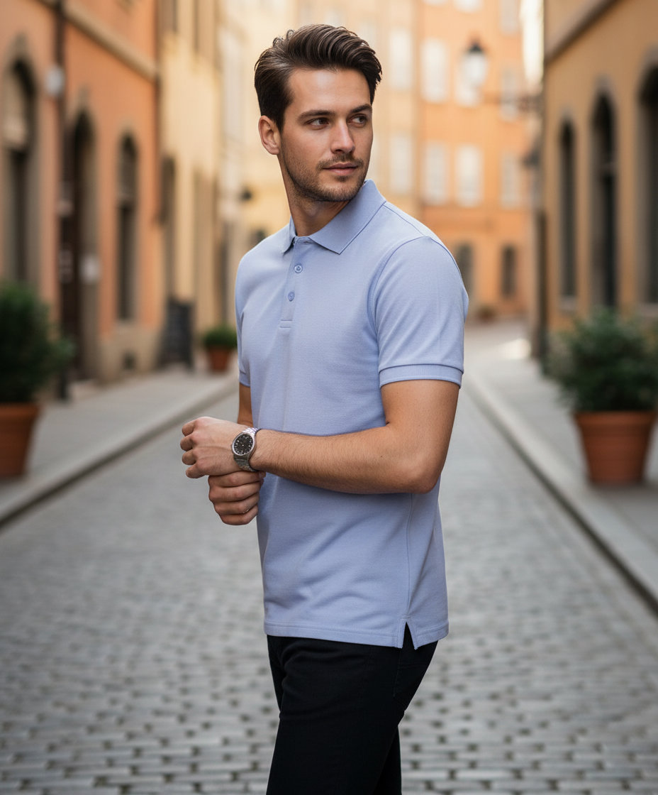 Ανδρική Μπλούζα Polo Sgpolo Stretch Sg Signature Blue Water ανδρικά Μπλούζες Simple Wear