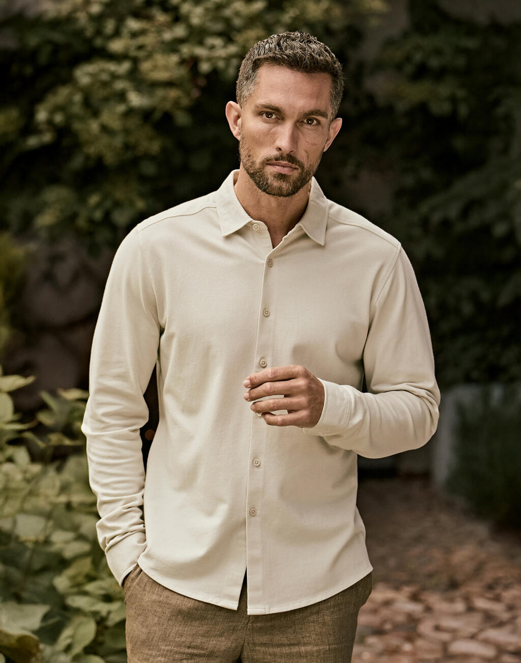 Πουκάμισο Luxury Stretch 1416 Tee Jays Tailored Fit Cement