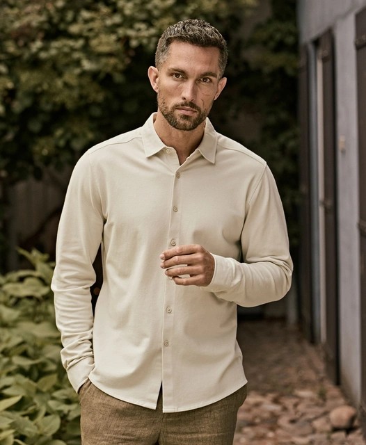 Πουκάμισο Luxury Stretch 1416 Tee Jays Tailored Fit Navy ανδρικά Πουκάμισα Simple Wear
