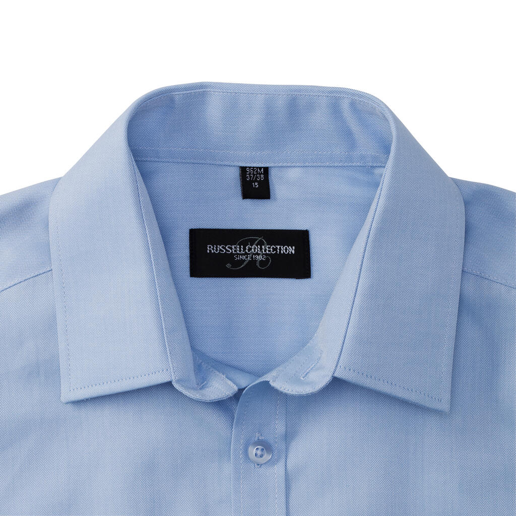 Ανδρικό Μακρυμάνικο Πουκάμισο Herringbone 0R962M0 Russell Collection Tailored Fit Light Blue ανδρικά Πουκάμισα Simple Wear
