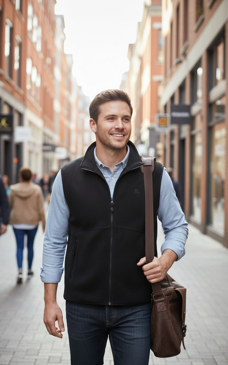 Αμάνικο Γιλέκο Fleece Traveller + B C Black ανδρικά Μπουφάν Simple Wear