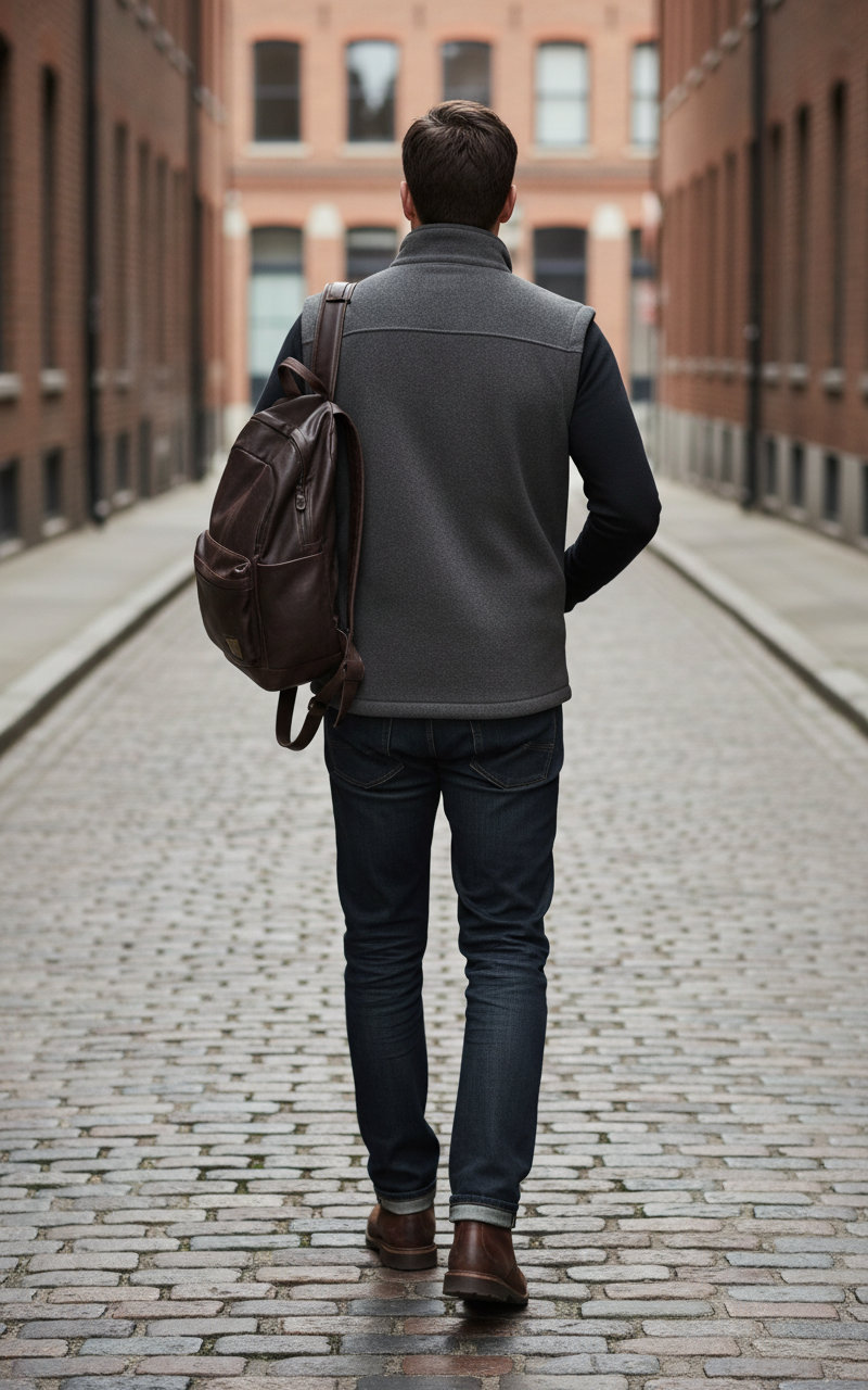 Αμάνικο Γιλέκο Fleece Traveller + B C Charcoal ανδρικά Μπουφάν Simple Wear
