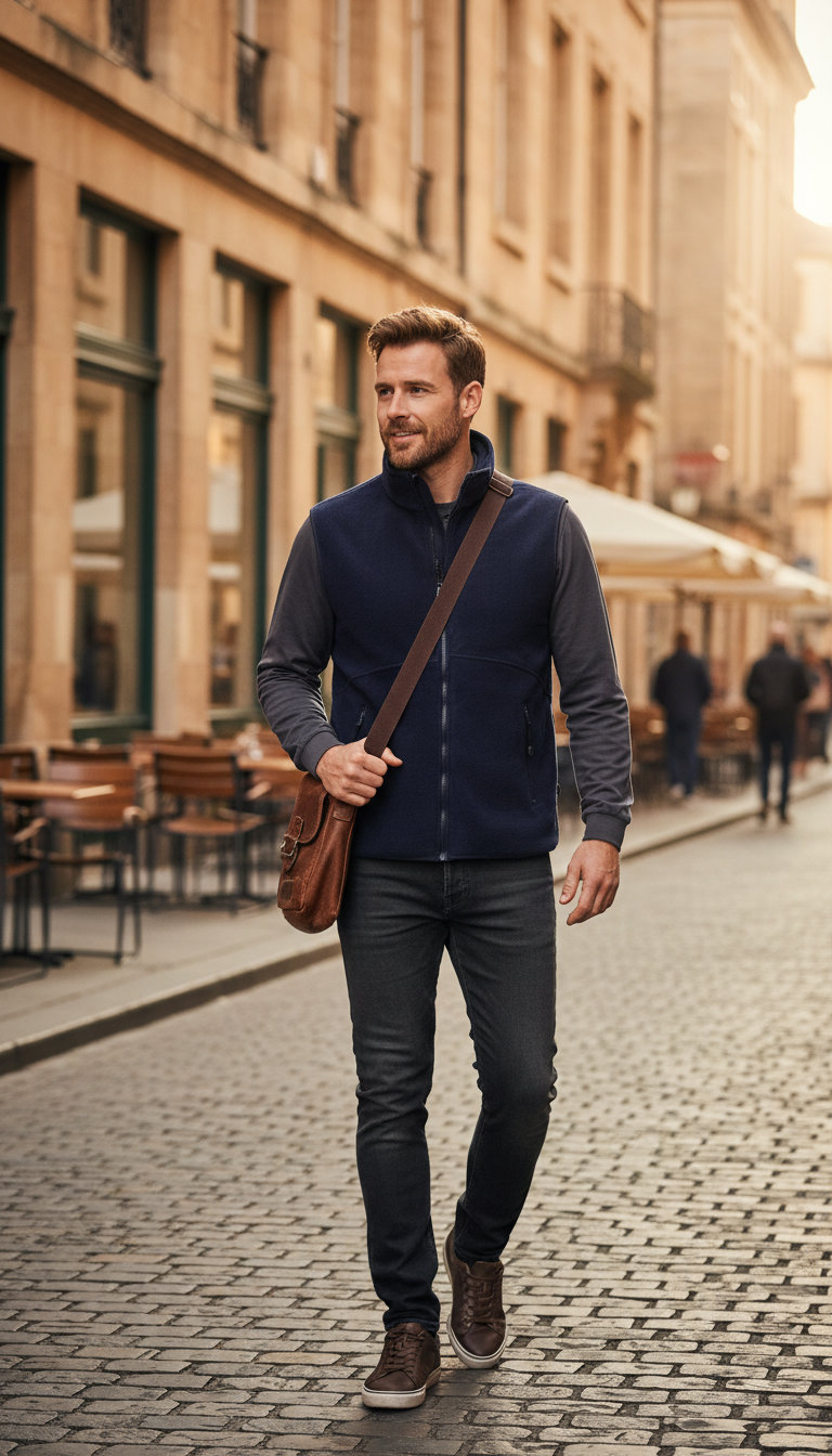 Αμάνικο Γιλέκο Fleece Traveller + B C Navy ανδρικά Μπουφάν Simple Wear
