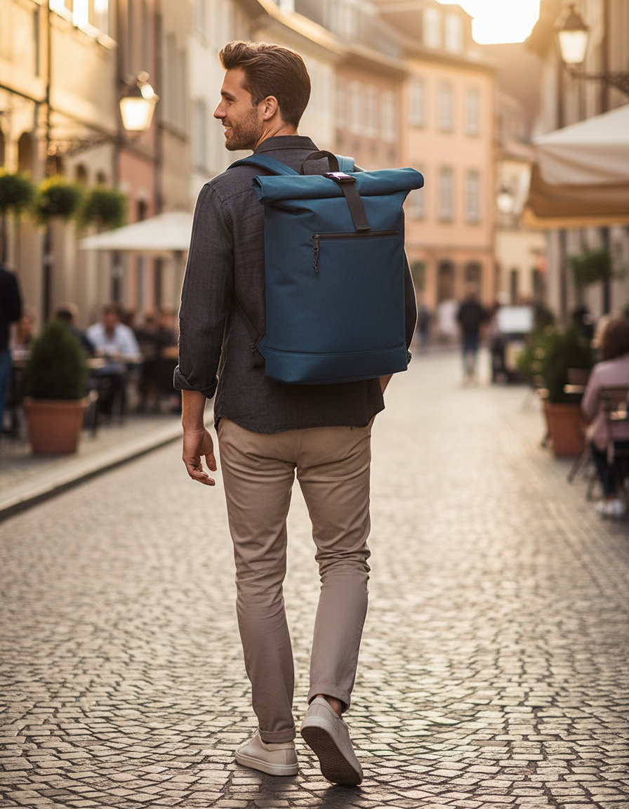 Σακίδιο Πλάτης Roll-Top Bg286 Bag Base Recycled Petrol Είδη Ταξιδιου Τσάντες Simple Wear