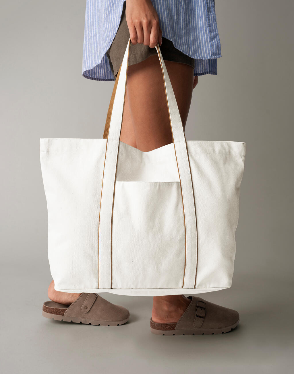 Τσάντα Ώμου Tote Courtside W952 Westford Mill Soft White/Caramel