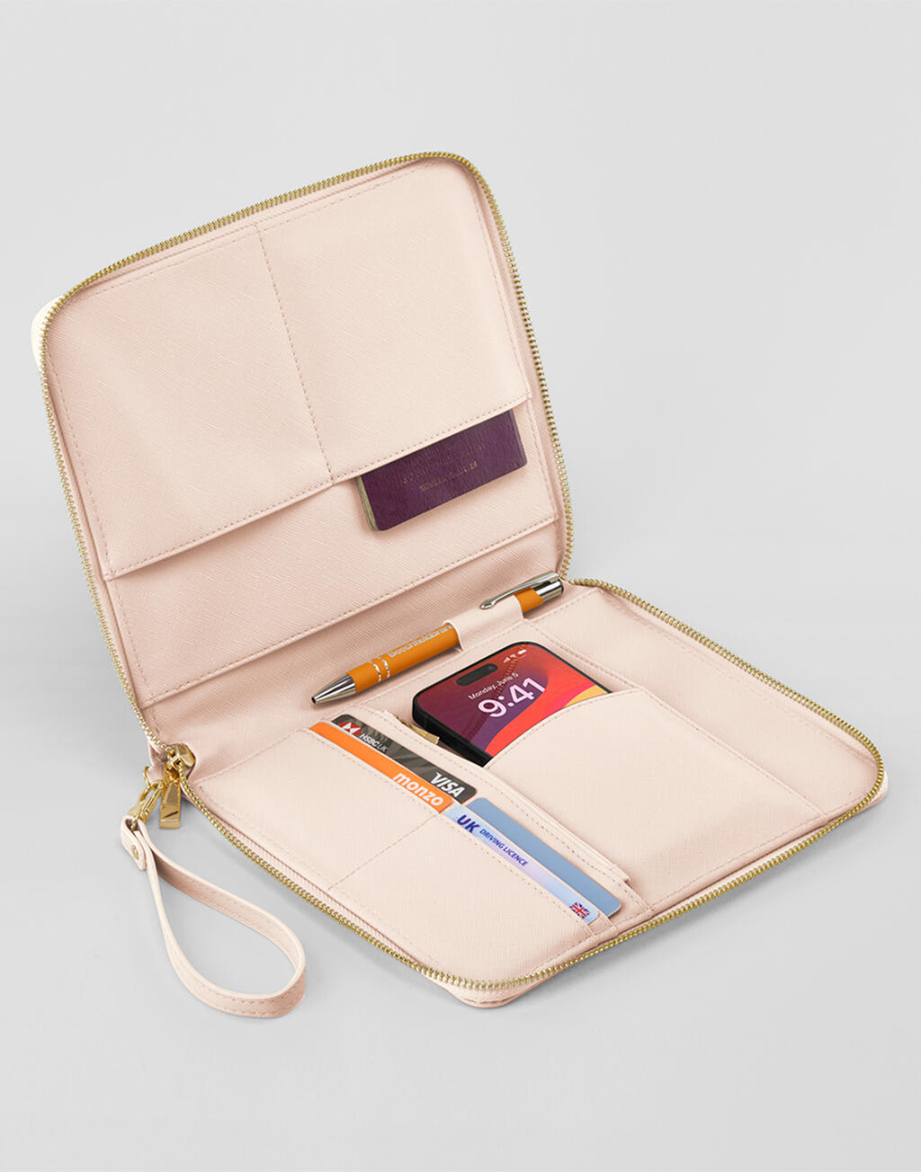 Τσαντάκι Οργάνωσης Tech Travel Bg756 Bagbase Saffiano Fine Grain Soft Pink Είδη Ταξιδιου Αξεσουάρ Simple Wear