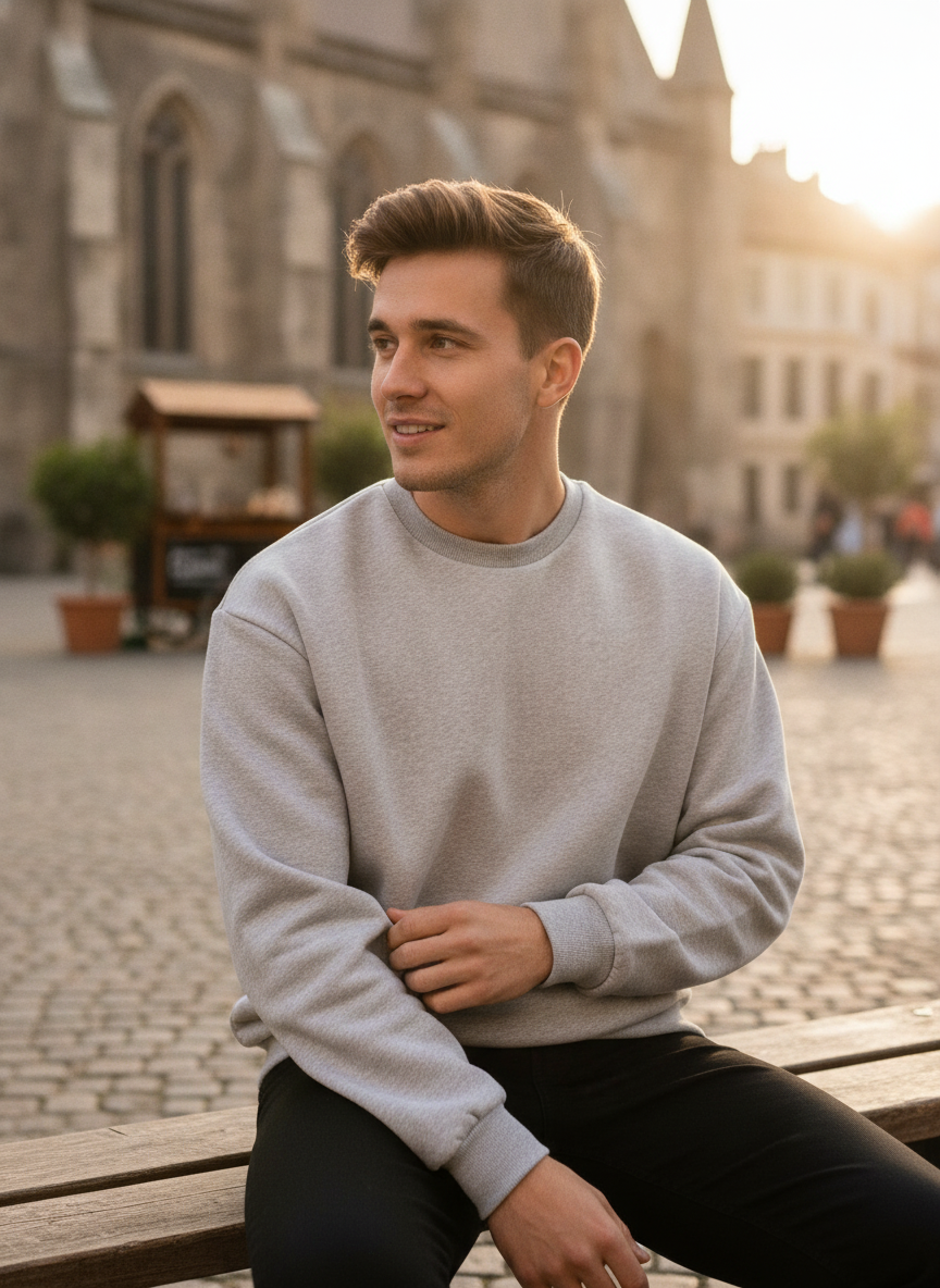 Μπλούζα Φούτερ Crewneck Tb6751 Urban Classics Heathergrey ανδρικά Simple Wear