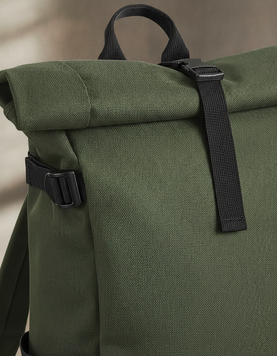 Τσάντα Πλάτης Block Roll-Top Bag Base Bg858 Olive Green Black Είδη Ταξιδιου Τσάντες Simple Wear