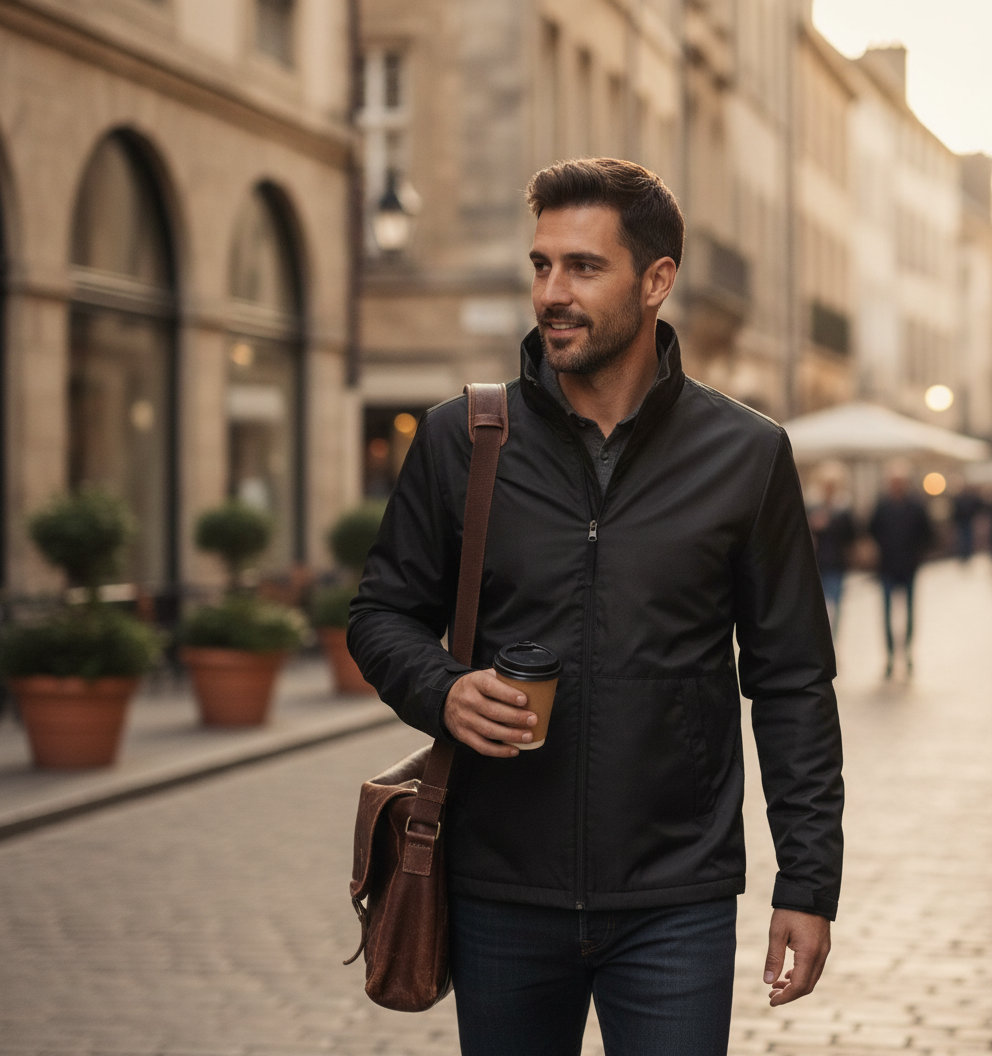 Ανδρικό Μπουφάν Jm825 B C Multi-Active Black Warm Grey ανδρικά Simple Wear