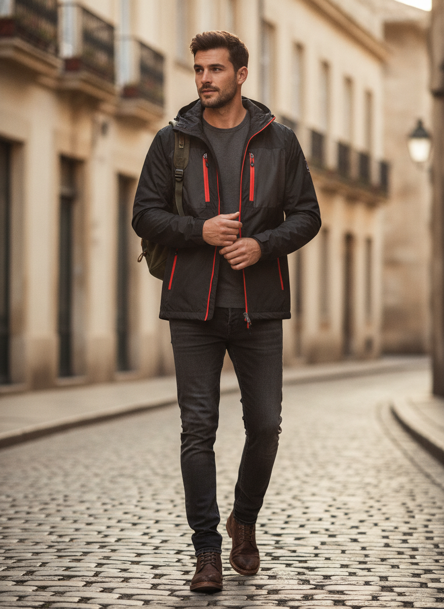 Αδιάβροχο Μπουφάν Olympia Shell Gxj-2 Stormtech Black Bright Red ανδρικά Simple Wear