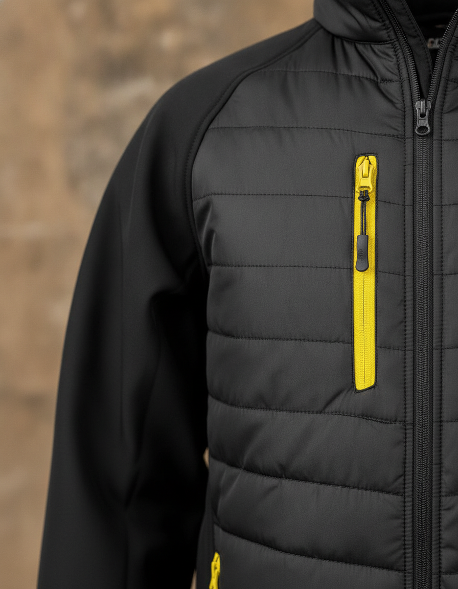 Ανδρικό Τζάκετ Padded Softshell R237X Result Black Compass Yellow ανδρικά Μπουφάν Simple Wear