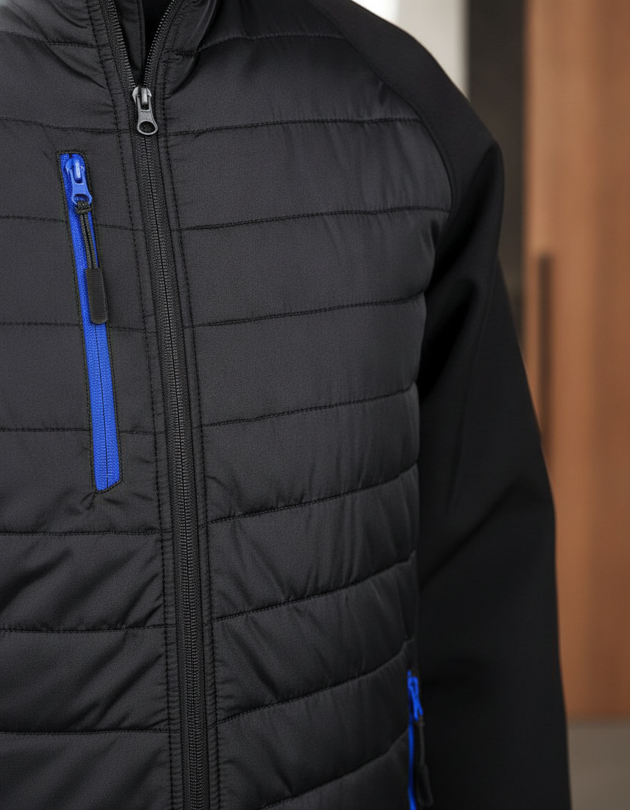 Ανδρικό Τζάκετ Padded Softshell R237X Result Black Compass Royal ανδρικά Μπουφάν Simple Wear
