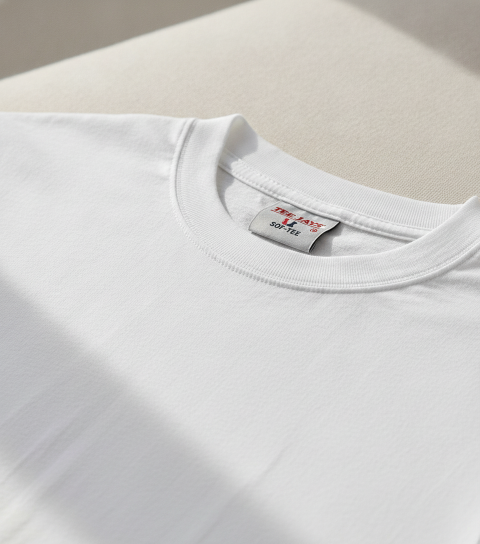 T-Shirt 8000 Tee Jays Sof-Tee White ανδρικά Basic T-Shirts Simple Wear Μπλουζάκια κοντομάνικα