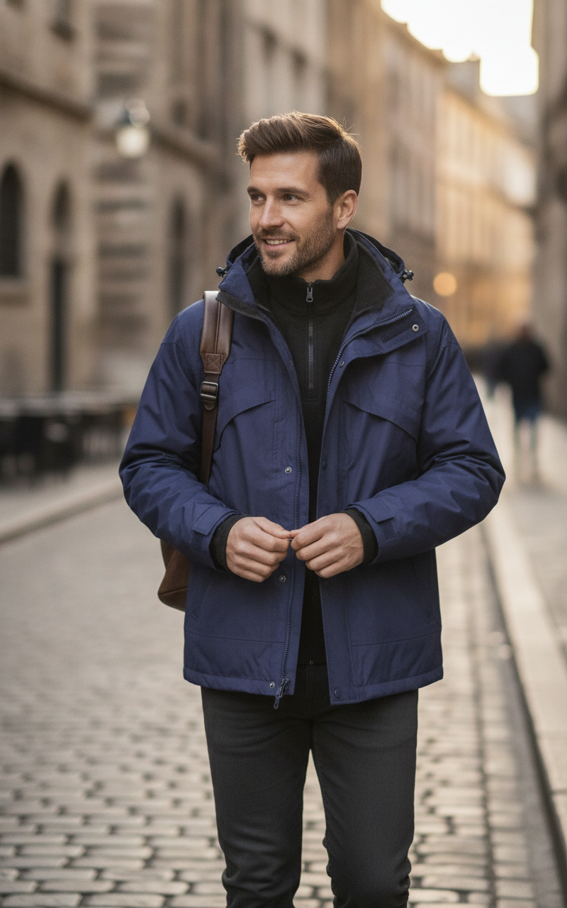 Μπουφάν 3 σε 1 με Fleece R068X Result Black Royal ανδρικά Simple Wear