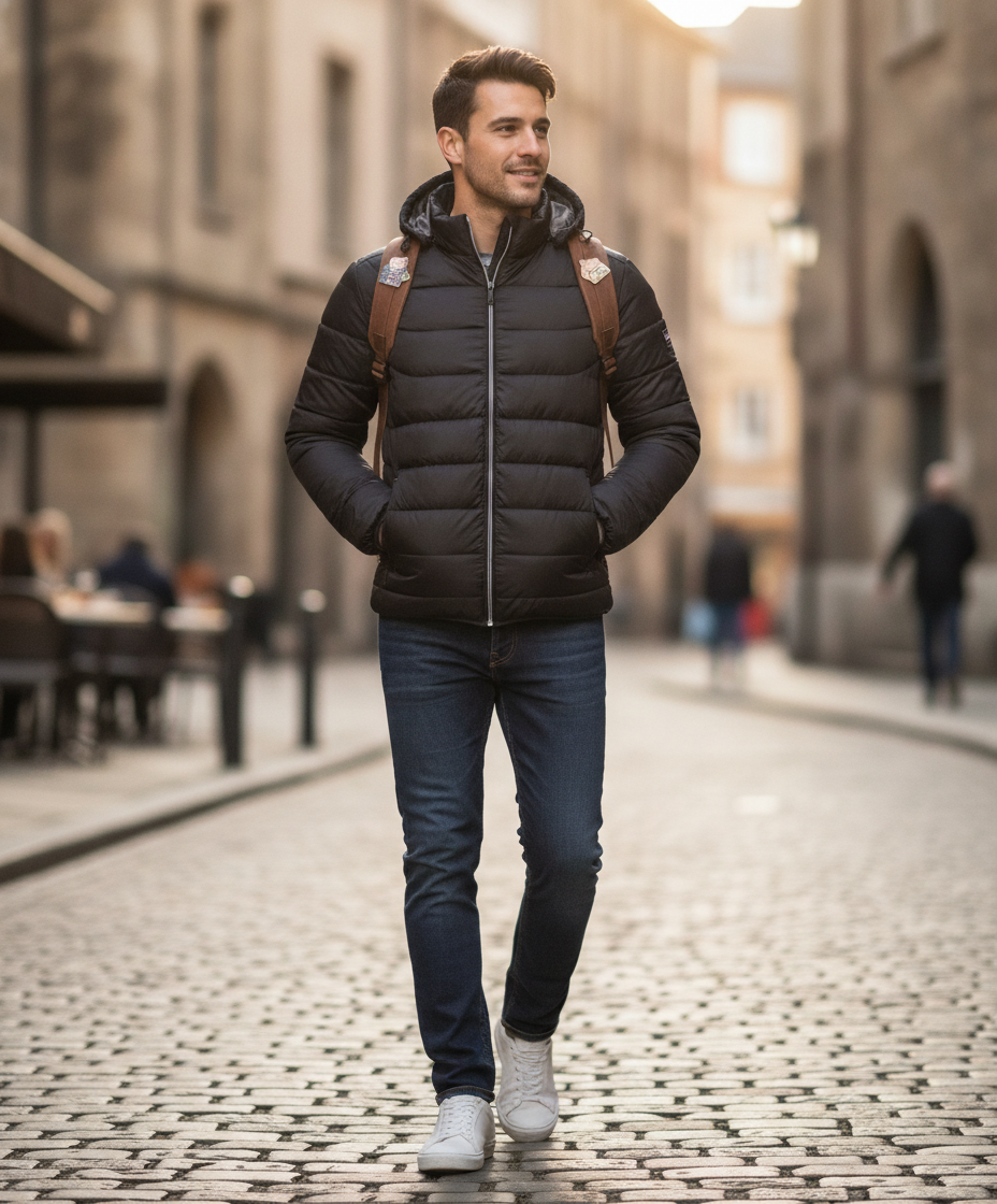Ανδρικό Μπουφάν R-440M-0 Russell με Κουκούλα Nano Black ανδρικά Simple Wear