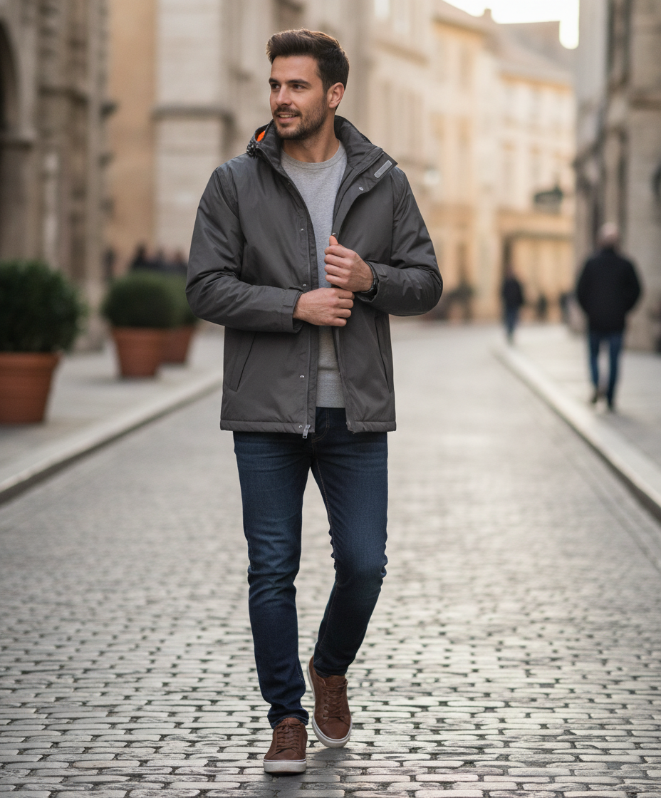 Μπουφάν Midseason Parka Ju824 B C Ocean Shore Dark Grey ανδρικά Simple Wear