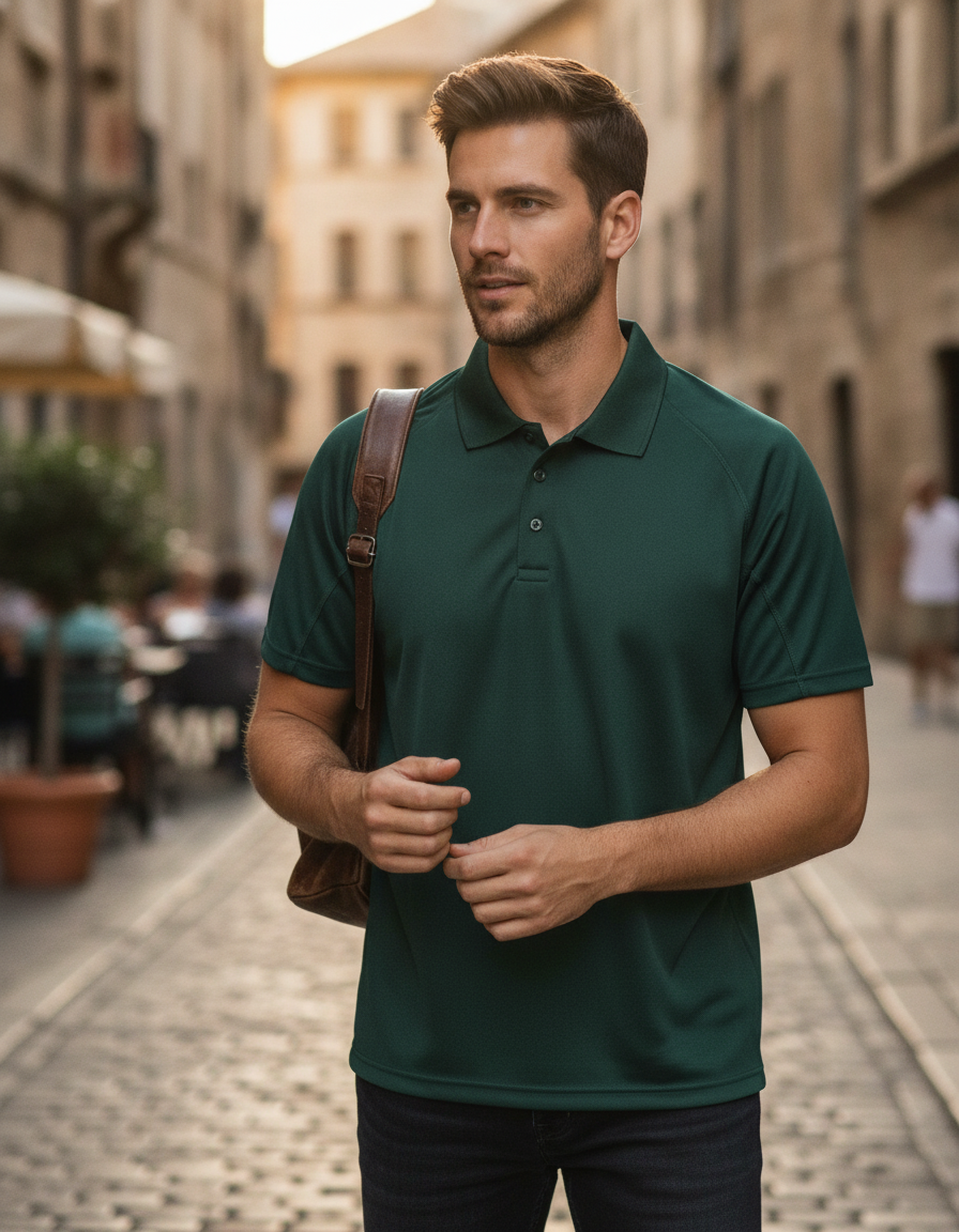 Ανδρικό Μπλουζάκι Polo S288X Result Performance Aircool Bottle Green ανδρικά Μπλούζες Simple Wear