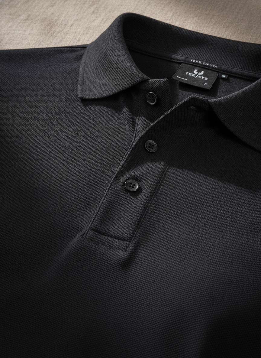 Μακρυμάνικη Μπλούζα Polo 1406 Tee Jays Luxury Ls Stretch Black ανδρικά Μπλούζες Simple Wear
