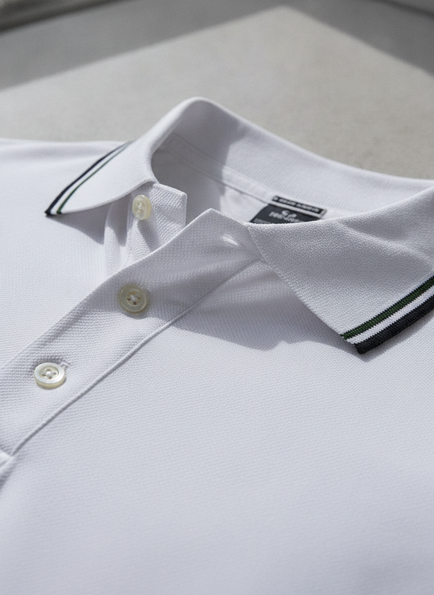 Ανδρική Μπλούζα Polo 1407 Tee Jays Luxury Stripe Stretch White Navy ανδρικά Μπλούζες Simple Wear