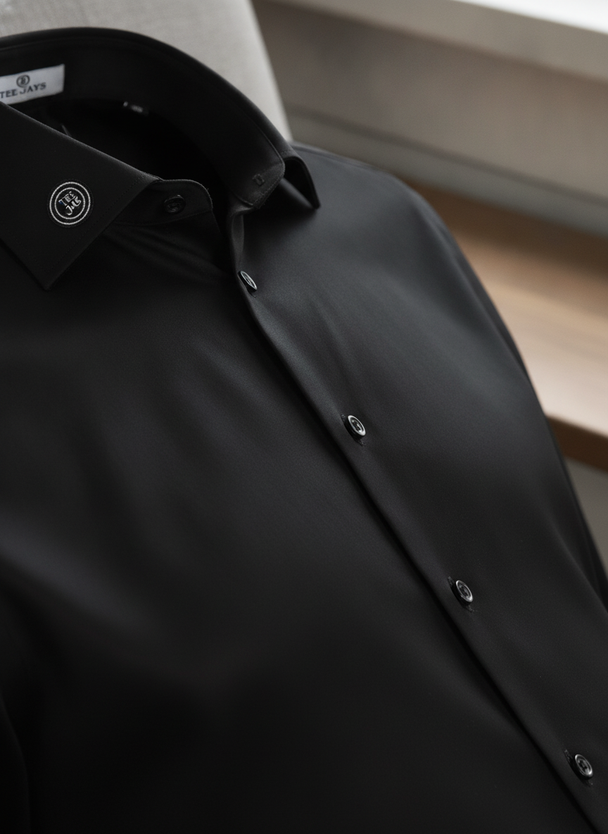 Ανδρικό Πουκάμισο Luxury Slim Fit Tee Jays 4021 Black Outlet ανδρικά Simple Wear
