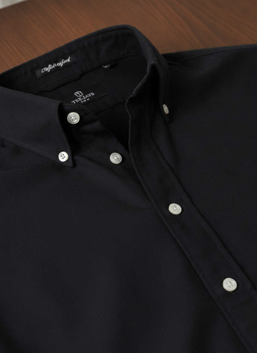 Ανδρικό Πουκάμισο 4000 Tee Jays Perfect Oxford Black ανδρικά Πουκάμισα Simple Wear