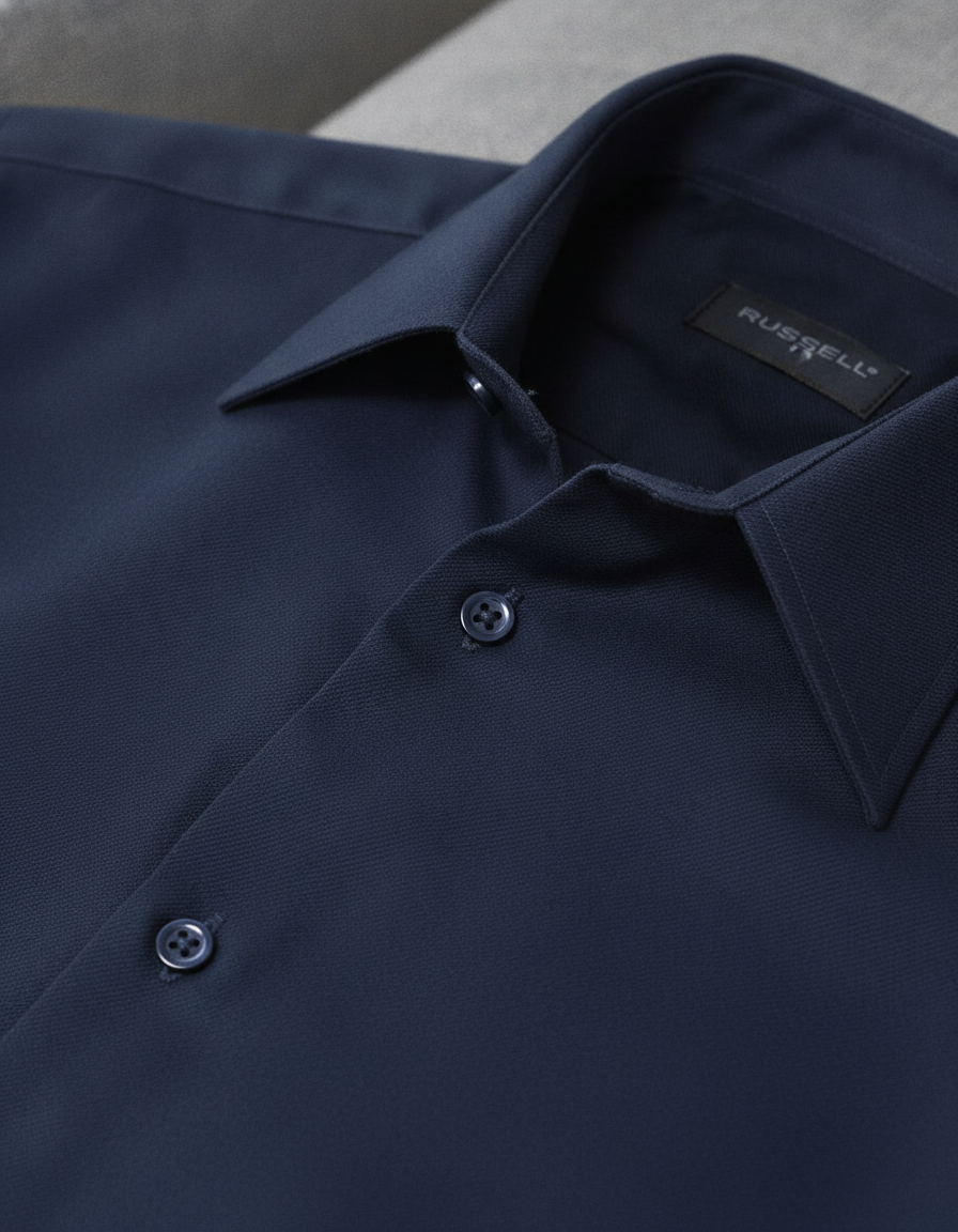 Κοντομάνικο Πουκάμισο R-923M Russell Tailored Fit Oxford Bright Navy ανδρικά Πουκάμισα Simple Wear