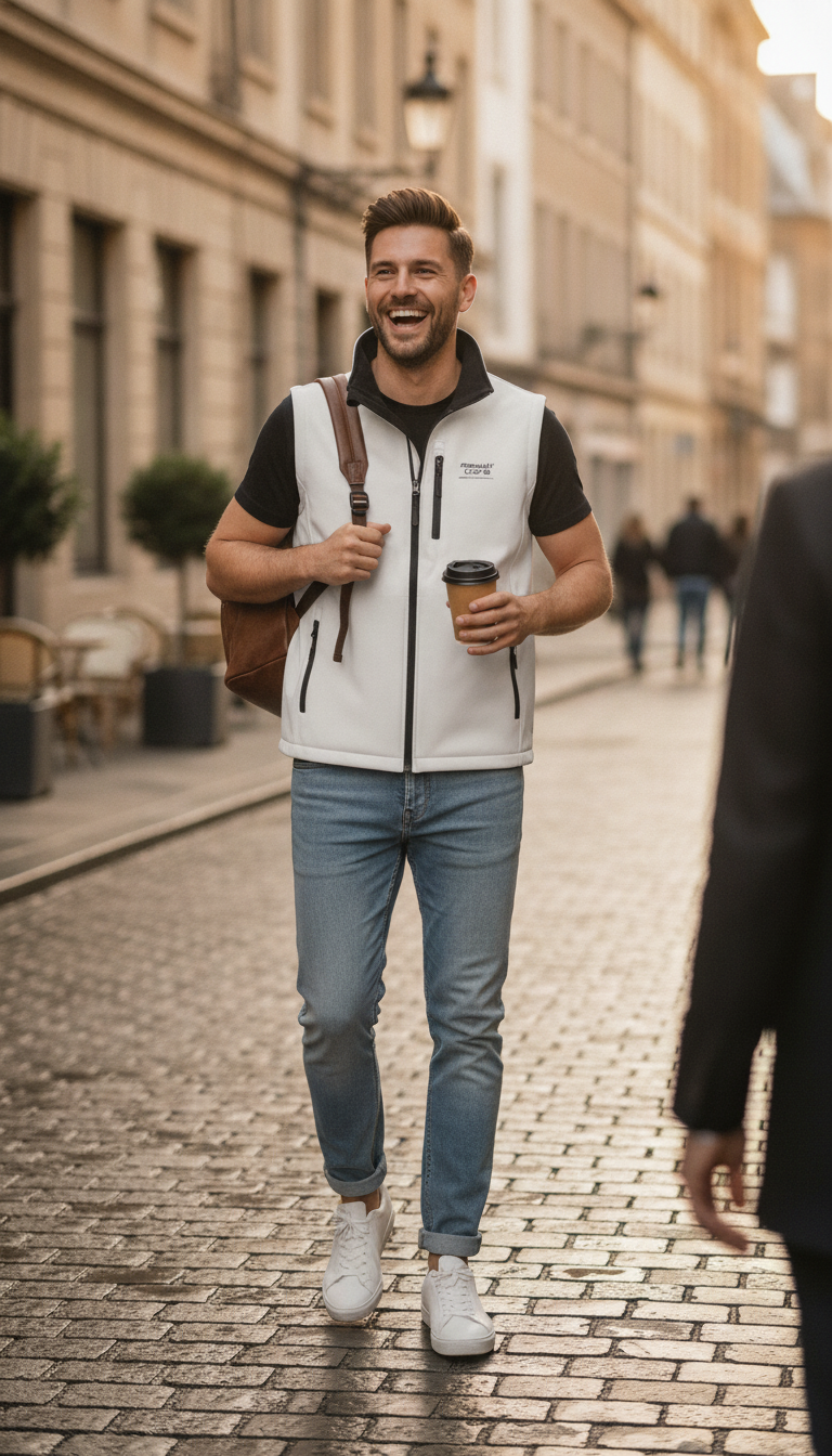 Ανδρικό Αμάνικο Μπουφάν Softshell R232M Result Core White Black ανδρικά Simple Wear