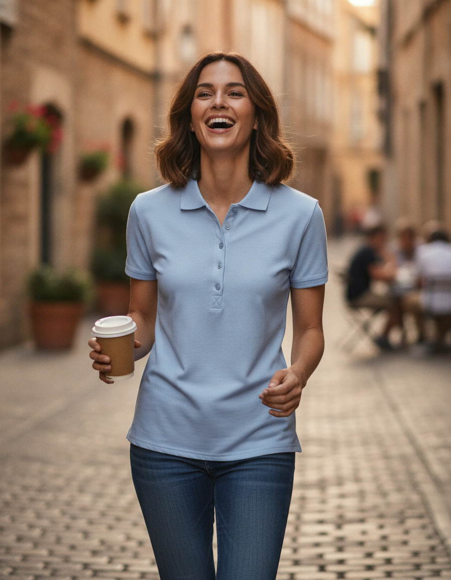 Γυναικεία Μπλούζα Polo 145 Tee Jays Luxury LS Stretch Light Blue