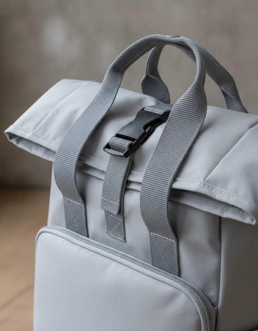 Τσάντα Πλάτης Recycled Mini Twin Handle Roll-Top Bg118S Bag Base Light Grey Είδη Ταξιδιου Τσάντες Simple Wear