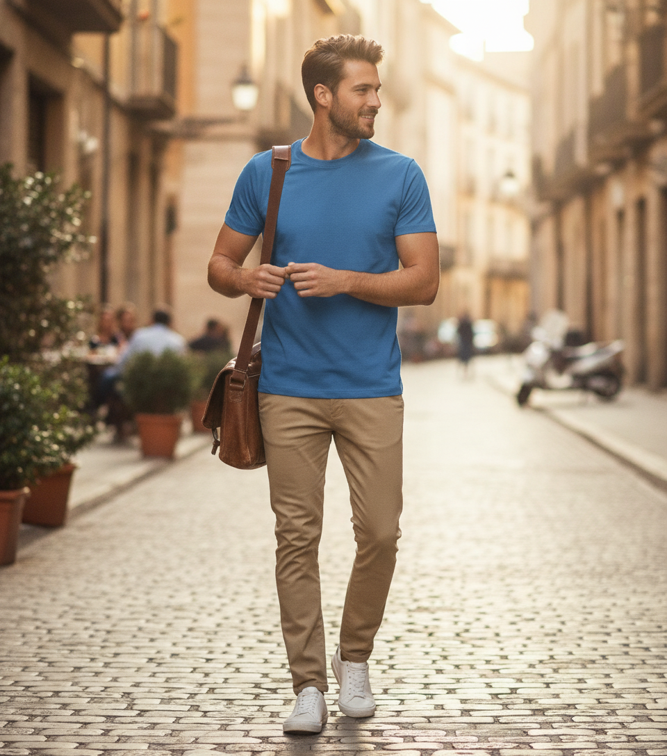 Ανδρικό T-Shirt 8000 Tee Jays Sof 185G M² Ocean Blue ανδρικά Basic T-Shirts Simple Wear Μπλουζάκια κοντομάνικα