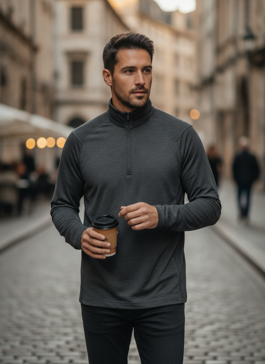Ανδρικό Πουλόβερ Hxr-1 Stormtech Milano 1 4 Zip Pullover Charcoal Heather ανδρικά Simple Wear