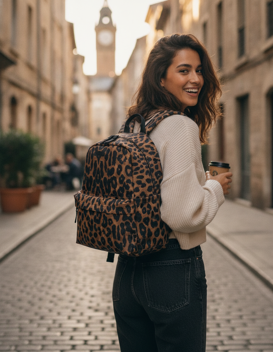Τσάντα Πλάτης Mini Bg195S Bagbase Leopard Print Είδη Ταξιδιου Τσάντες Simple Wear