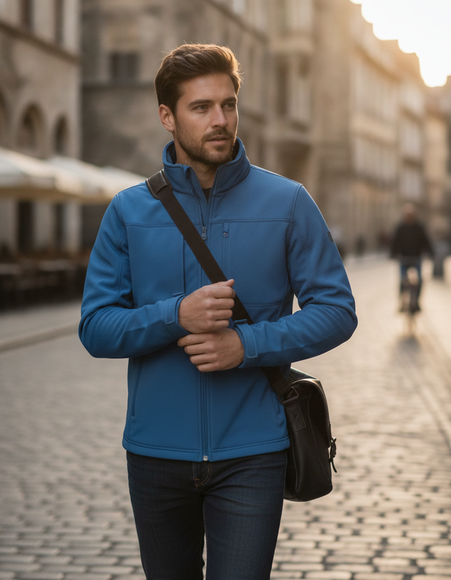 Ανδρικό Μπουφάν Hooded Softshell Jm950 B C Outerwear Azure ανδρικά Simple Wear
