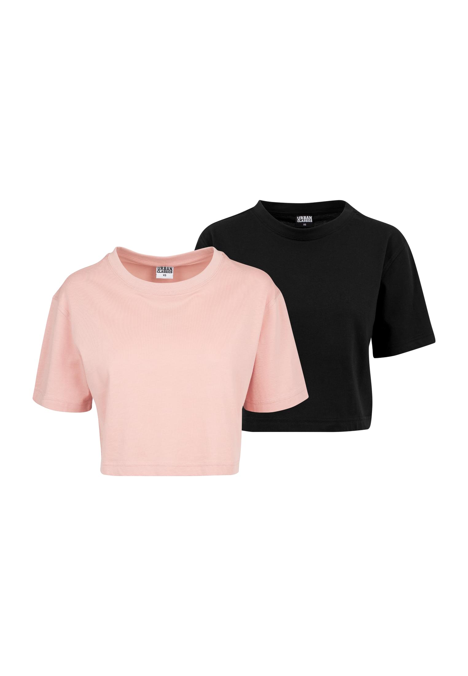 Ladies Short Oversized Tee 2-Pack με Χαλαρή Εφαρμογή Pp1555-03205 Urban Classics Black+Light Rose γυναικεία Basic T-Shirts Simple Wear Μπλουζάκια 