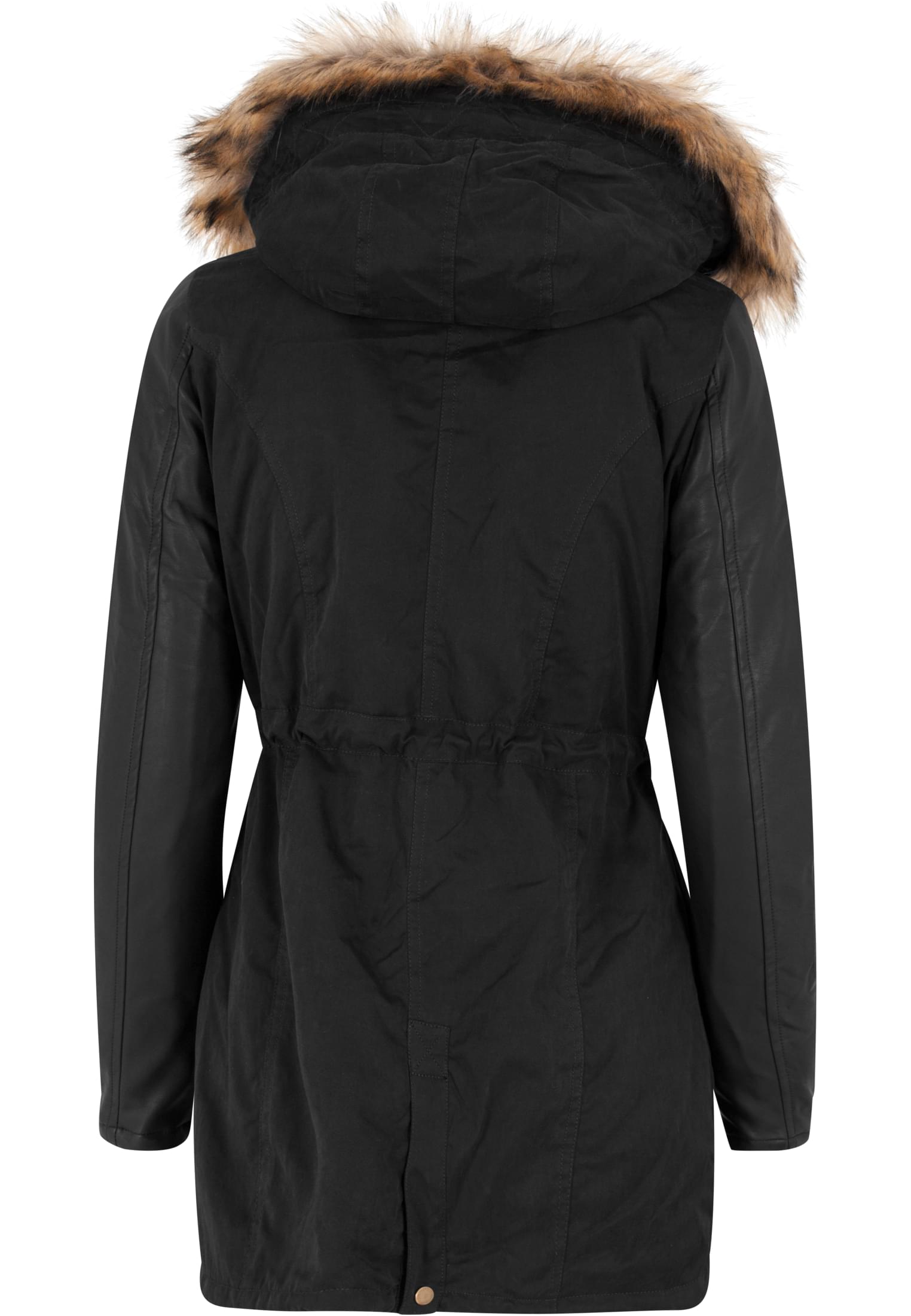 Γυναικείο Μπουφάν Ladies Synthetic Leather Sleeve Parka με Αποσπώμενη Γούνα Tb1091-00017 Urban Classics Blk γυναικεία Simple Wear