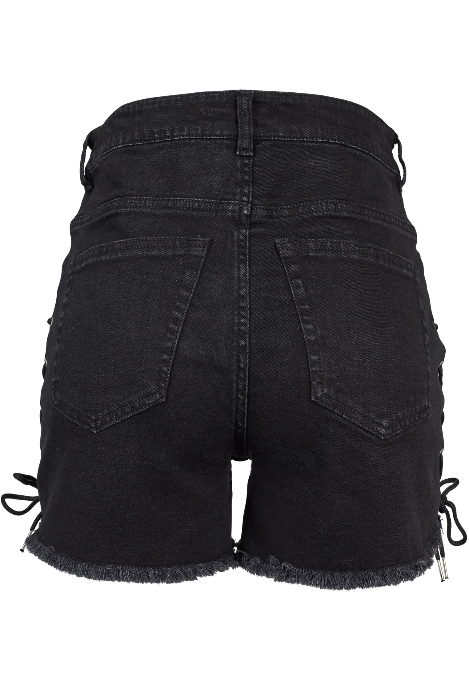 Ψηλόμεσα Τζιν Σορτς Ladies Highwaist Denim Lace Up με Κορδόνια Tb2001-00709 Urban Classics Black Washed γυναικεία Simple Wear