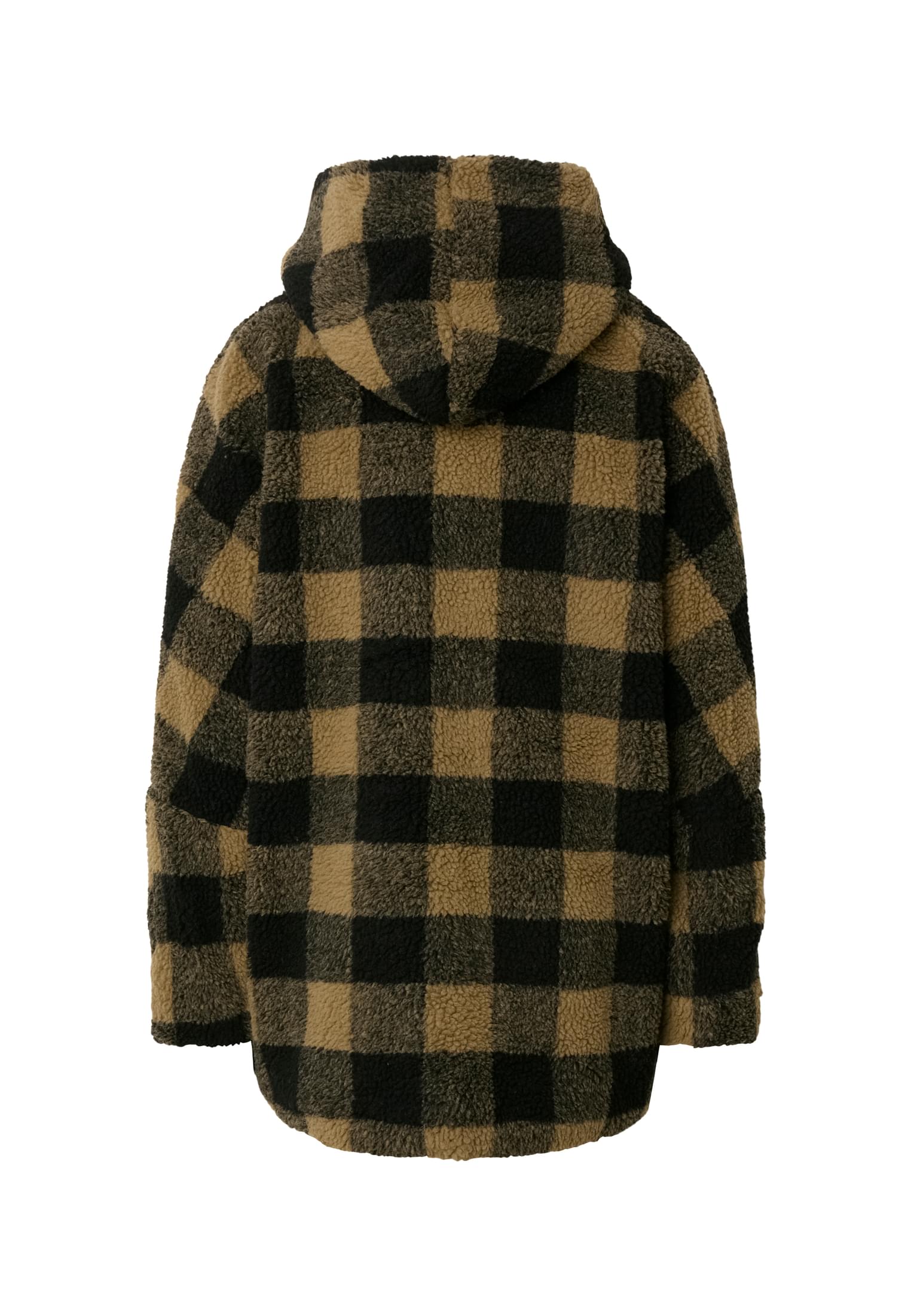 Γυναικείο Oversized Μπουφάν με Κουκούλα Και Καρό Σχέδιο Tb3056-03258 Urban Classics Softtaupe Black γυναικεία Simple Wear