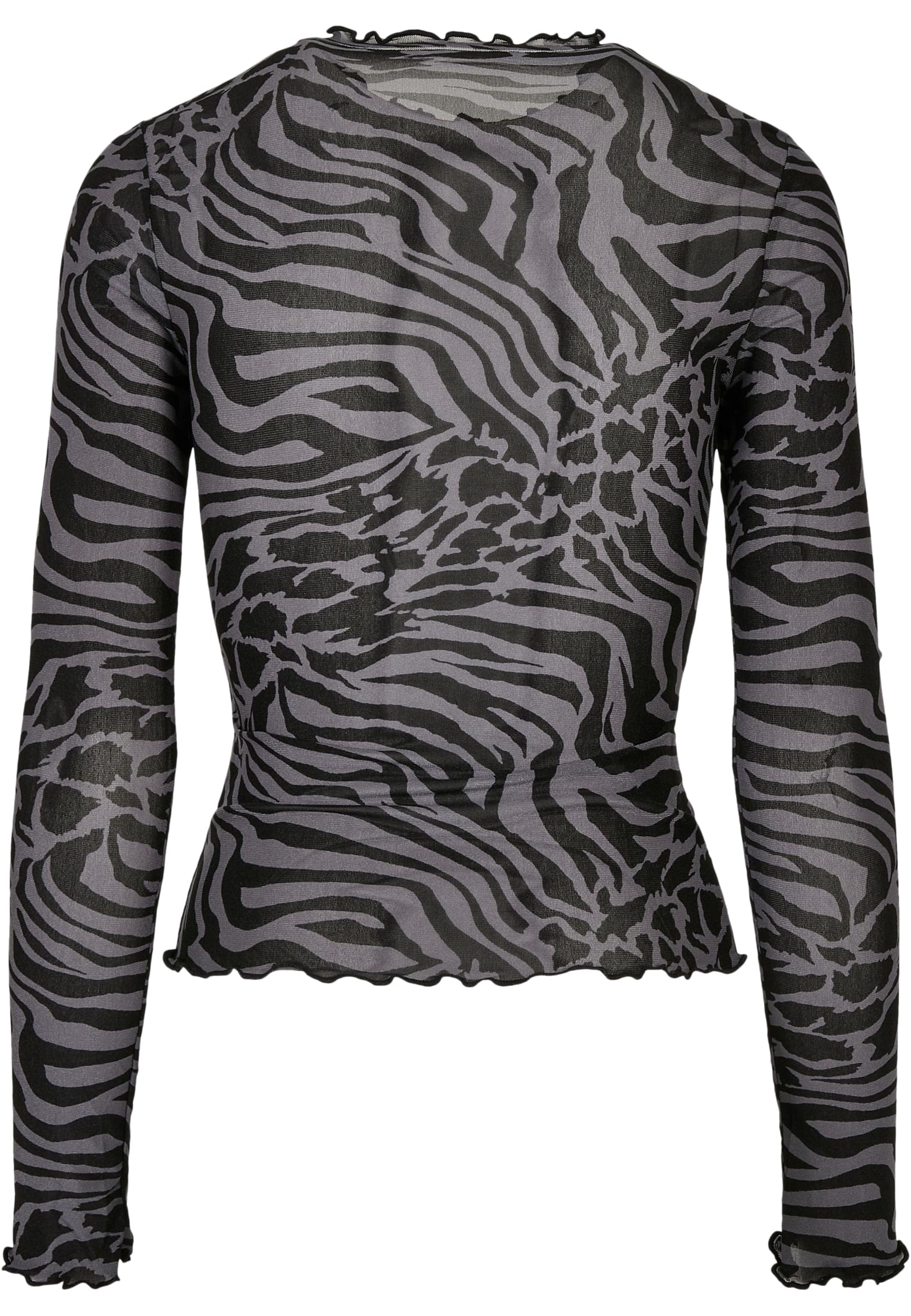 Μακρυμάνικο Τοπ Ladies Aop Mesh Turtleneck με Ζεβρέ Σχέδιο Tb4519-02741 Urban Classics Asphalt Black γυναικεία Μπλούζες Simple Wear