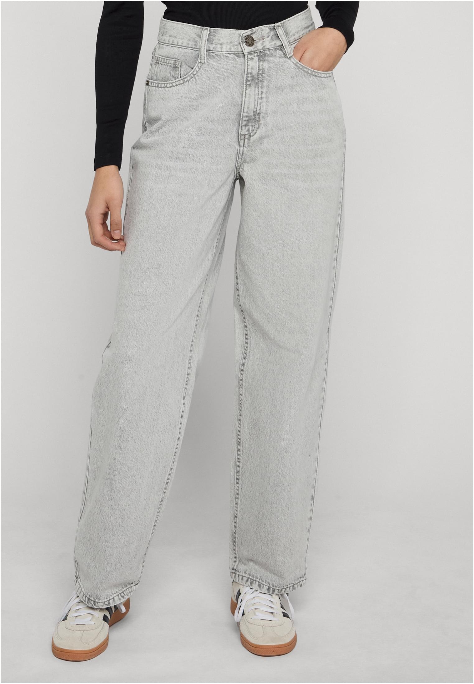 Γυναικείο παντελόνι τζιν High Waist 90's Wide Leg φαρδιά γραμμή TB4524-21543 Urban Classics light silver grey washed