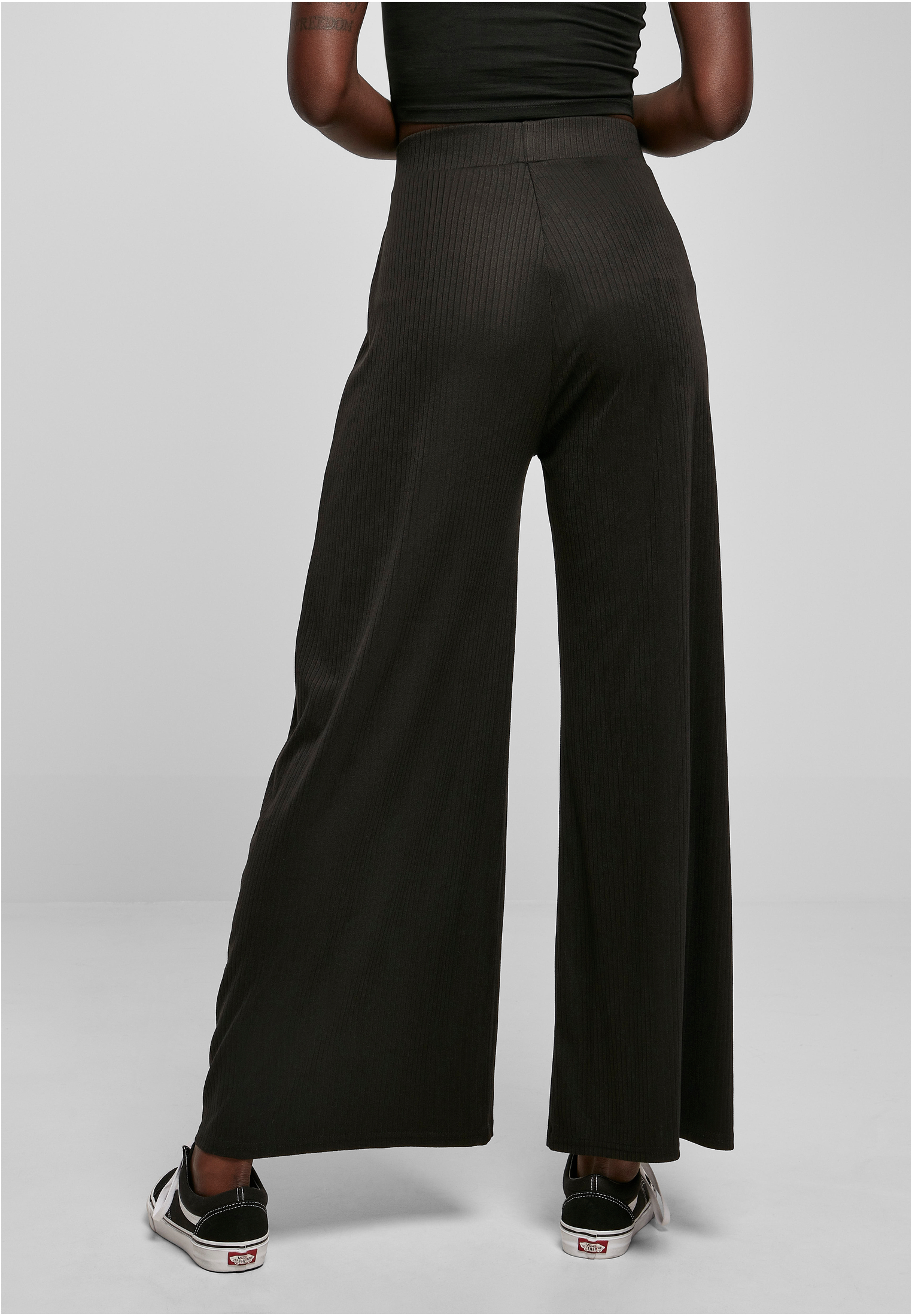 Γυναικείες παντελόνες Rib Jersey Wide Leg με χαλαρή εφαρμογή TB5029-00007 Urban Classics black
