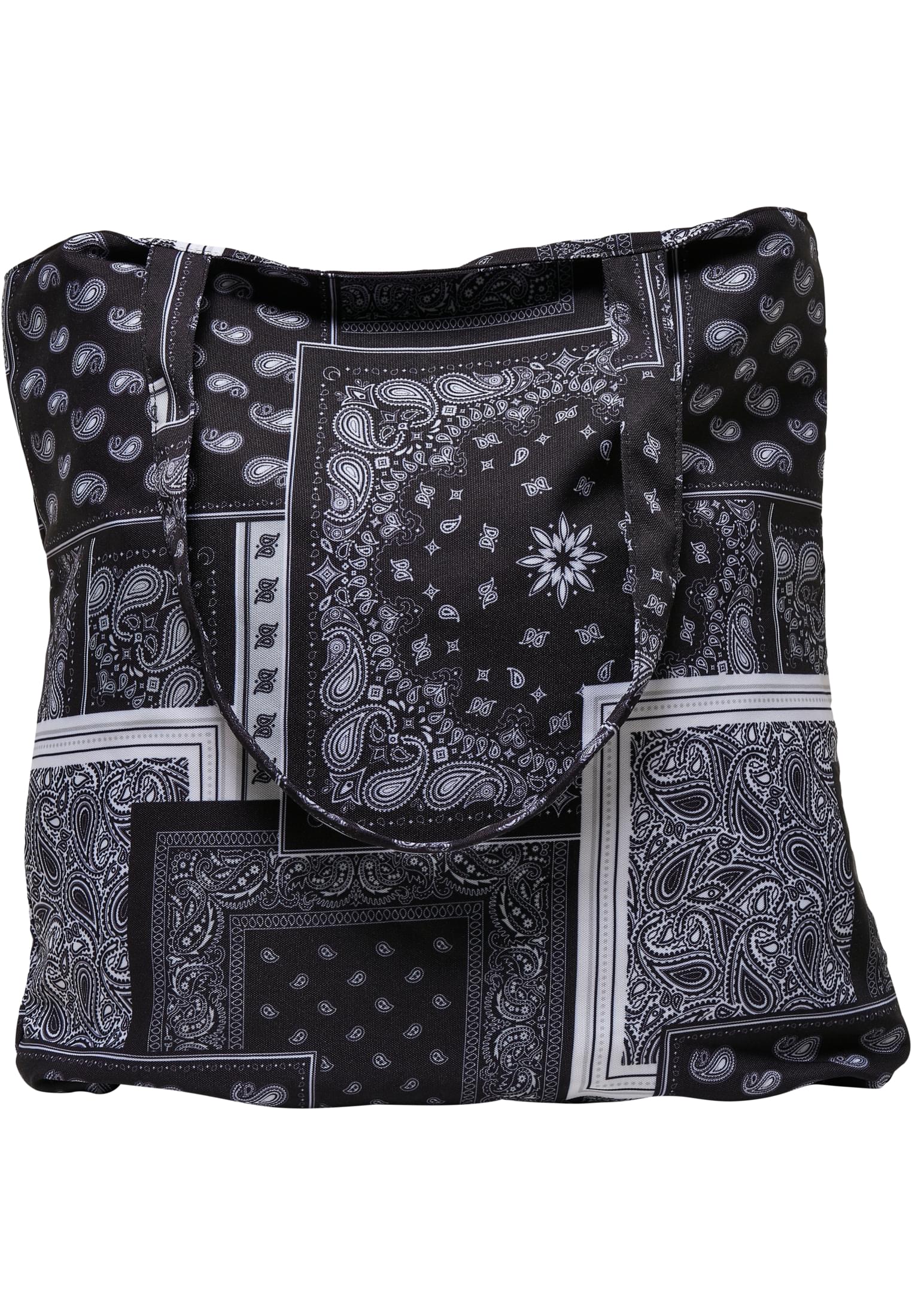 Τσάντα Tote Bandana Patchwork Print με Εσωτερικές Θήκες Tb5255-00826 Urban Classics Black White Είδη Ταξιδιου Τσαντάκια Simple Wear