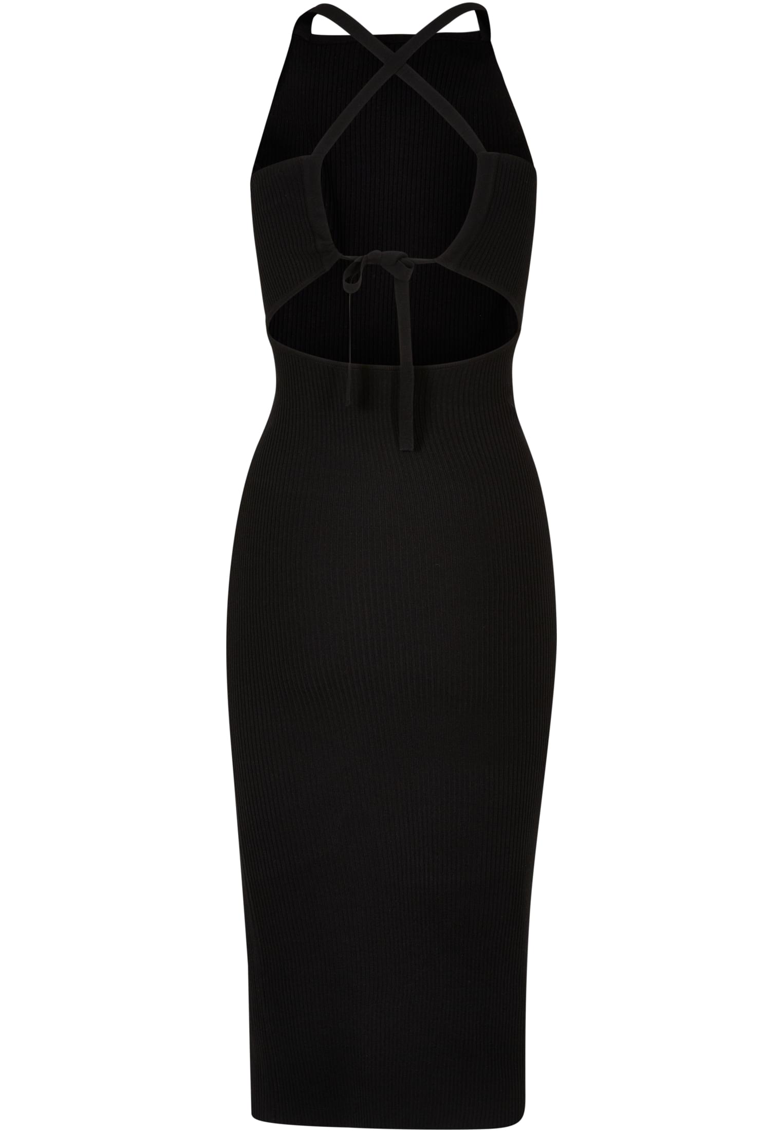 Μίντι Φόρεμα Ladies Midi Rib Knit Crossed Back με Sporty Σχέδιο Tb6021-00007 Urban Classics Black γυναικεία Φορέματα Simple Wear
