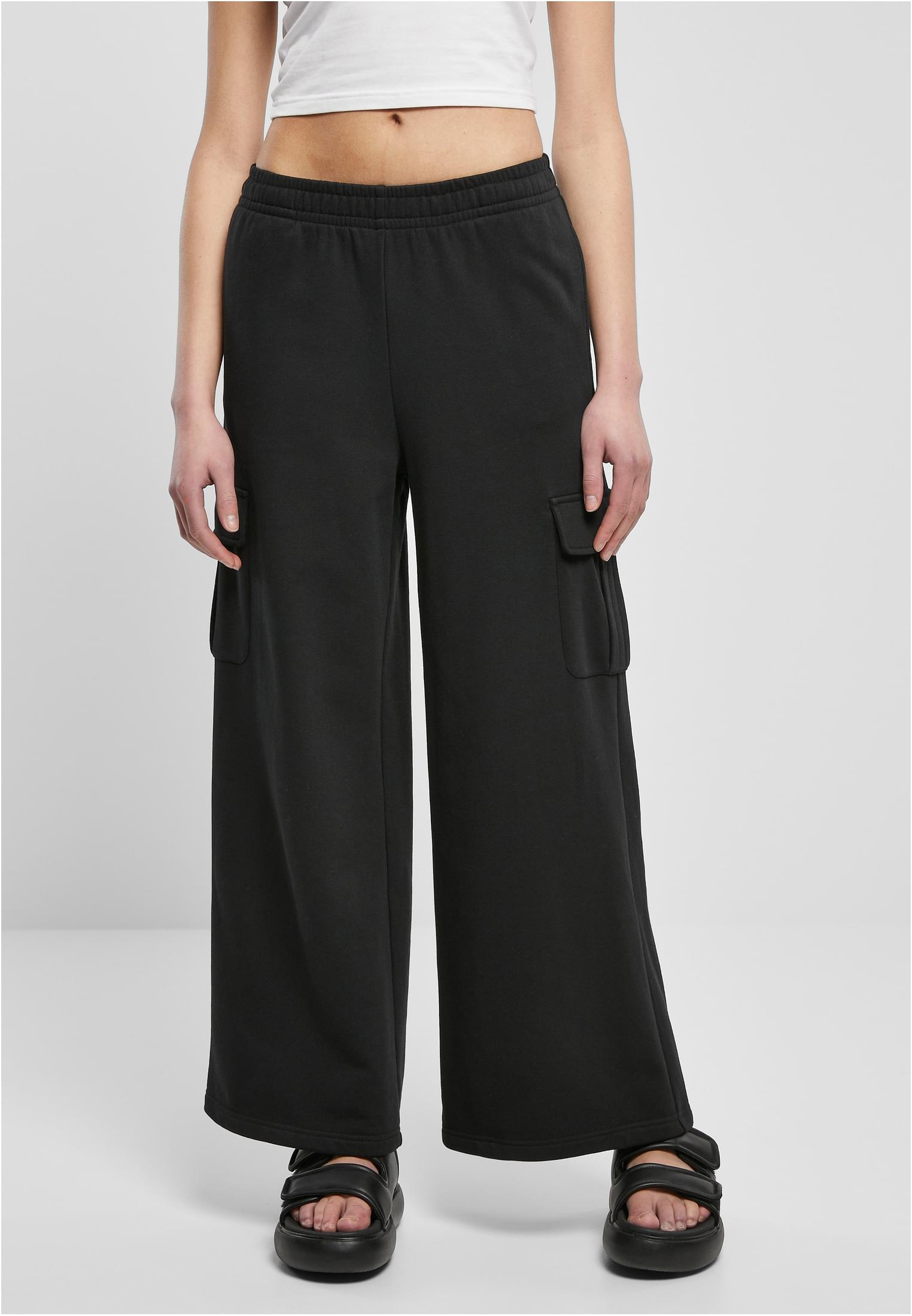 Γυναικείες παντελόνες cargo Highwaist Wide Leg με ελαστική μέση TB6043-00007 Urban Classics black