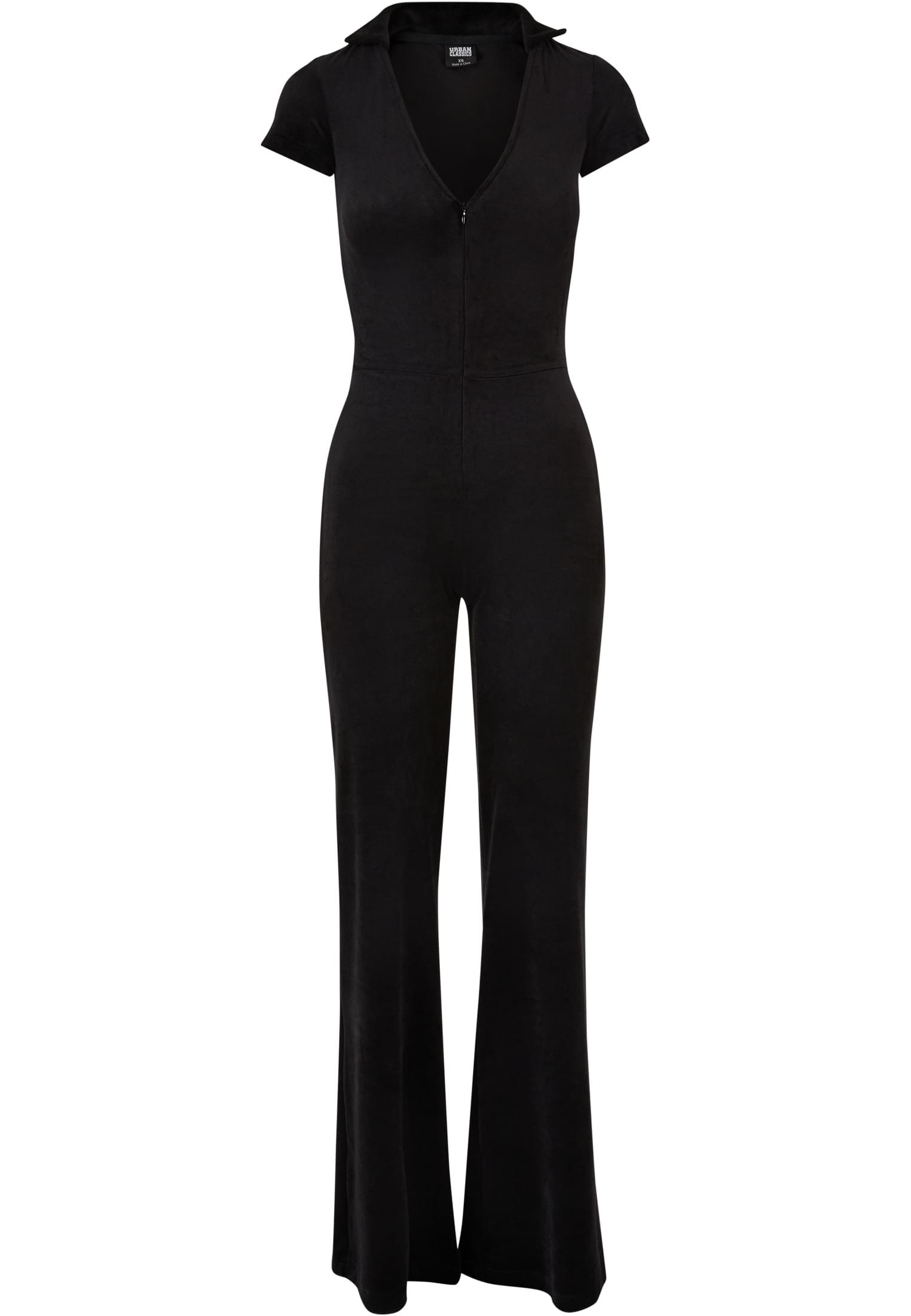 Slim Fitted Velvet Jumpsuit με Βαθύ V-Ντεκολτέ Tb6098-00007 Urban Classics Black γυναικεία Φορέματα Simple Wear