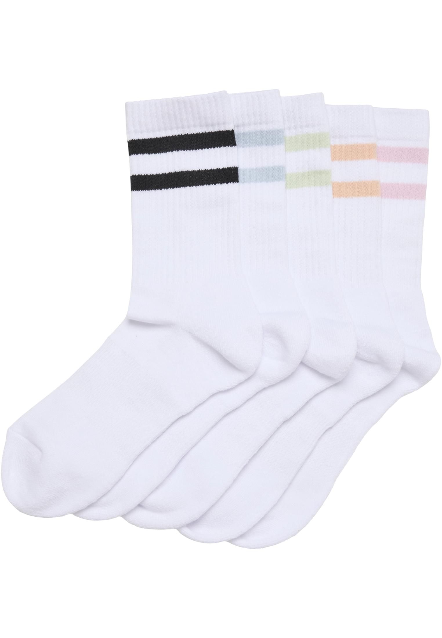 Σετ Κάλτσες Double Stripe Socks 5-Pack με Ριγέ Σχέδιο Tb6801-22225 Urban Classics White Black Whitefreezblue Whitelightmint Whitesoftapricot 