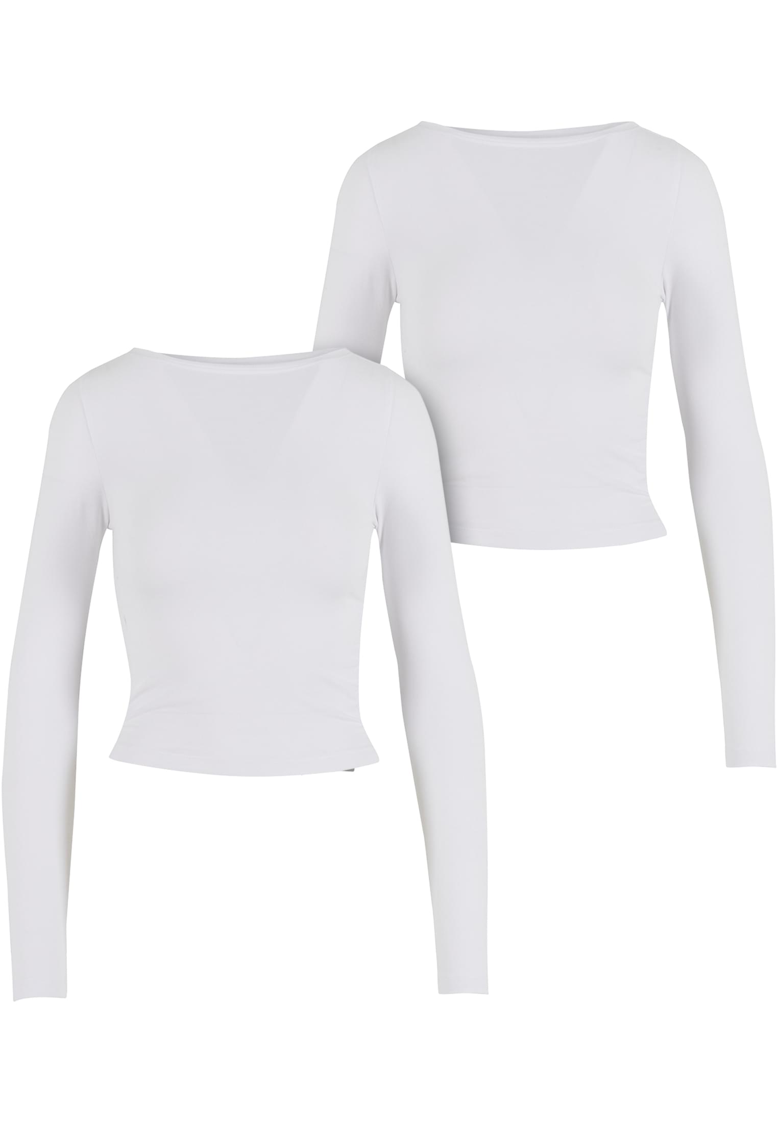 Μπλούζα με Μακριά Μανίκια Ladies Ruffled Super Slim 2-Pack Εφαρμοστή Γραμμή Tb7088A-03168 Urban Classics White+White γυναικεία Μπλούζες Simple Wear