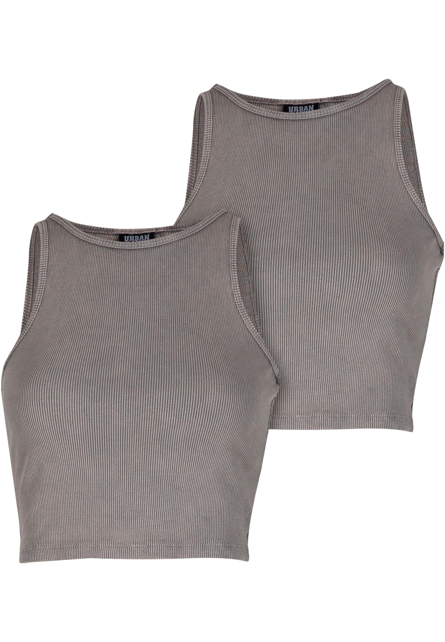 Cropped Top 2Pack με Λεπτή Ριμπ Υφή Tb7482A-17822 Urban Classics Steelgrey γυναικεία Μπλούζες Simple Wear