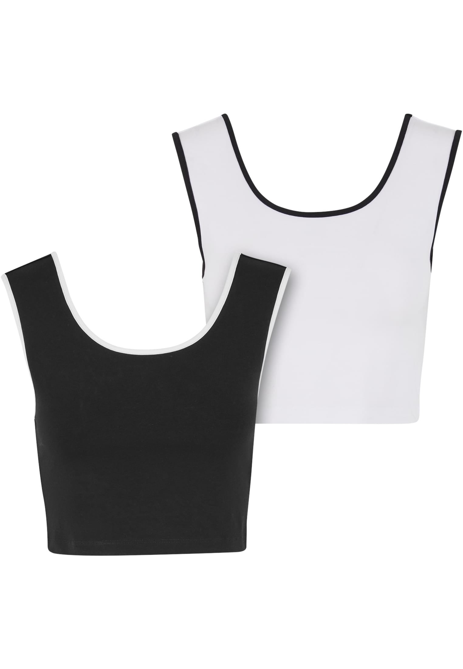 Cropped Top Ladies Contrast με Slim-Fit Σιλουέτα Tb7486A-03566 Urban Classics Black White+White γυναικεία Μπλούζες Simple Wear