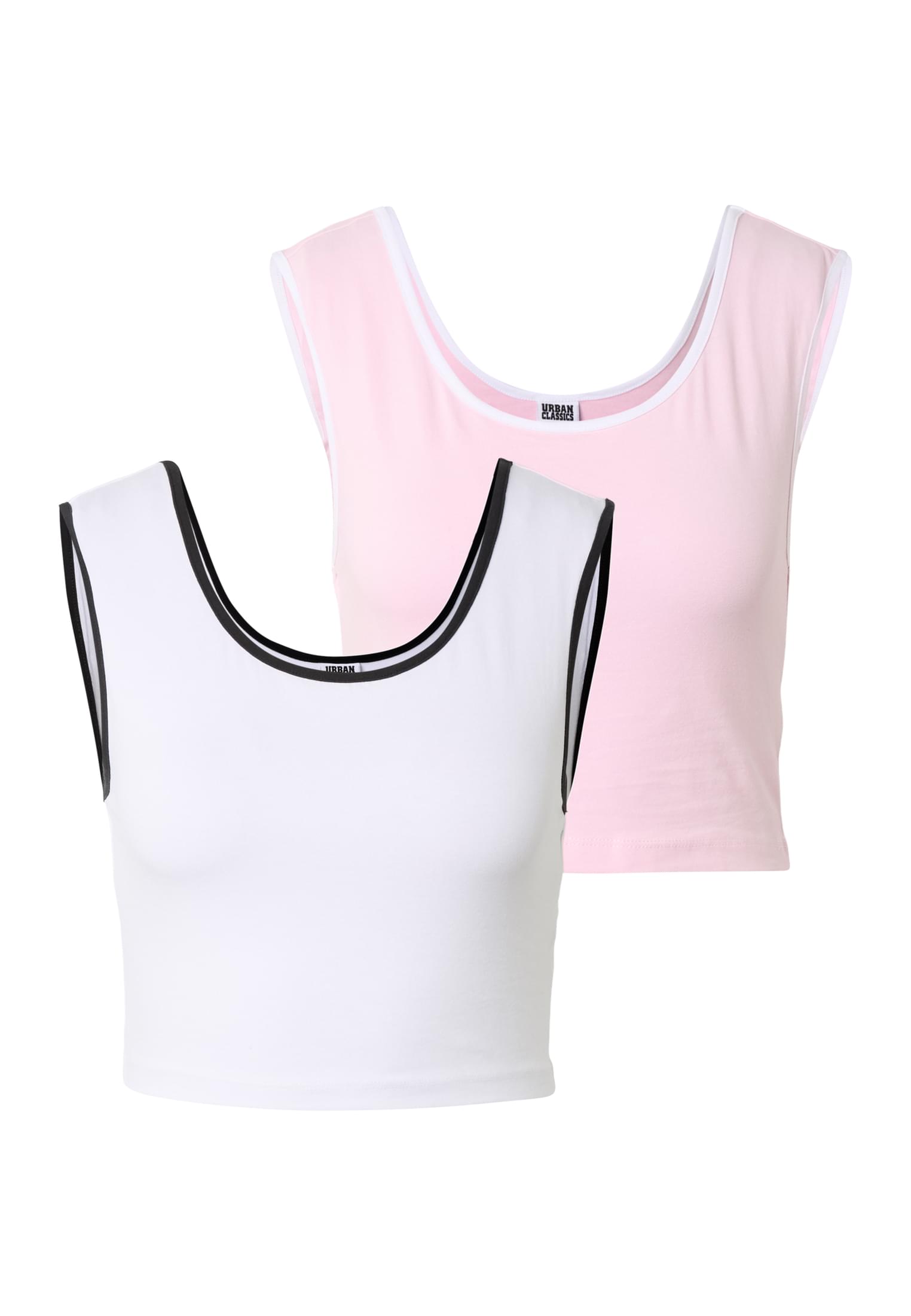 Cropped Top Ladies Contrast με Slim-Fit Σιλουέτα Tb7486A-20664 Urban Classics Blushedrose White+White Black γυναικεία Μπλούζες Simple Wear